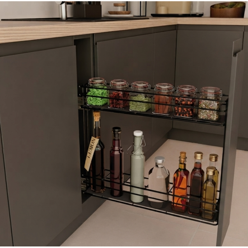 Pull-out Bottle Rack with Soft-close Mechanism